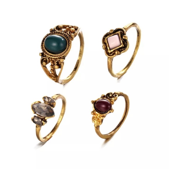 Vintage Antique Gold Knuckle Midi Women's Ring Set - Picture 4 of 7